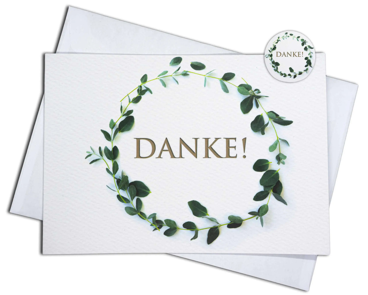 15 Dankeskarten & 15 Umschläge 15 Sticker – Klappkarten SET "Eukalyptus" hoffnungsart