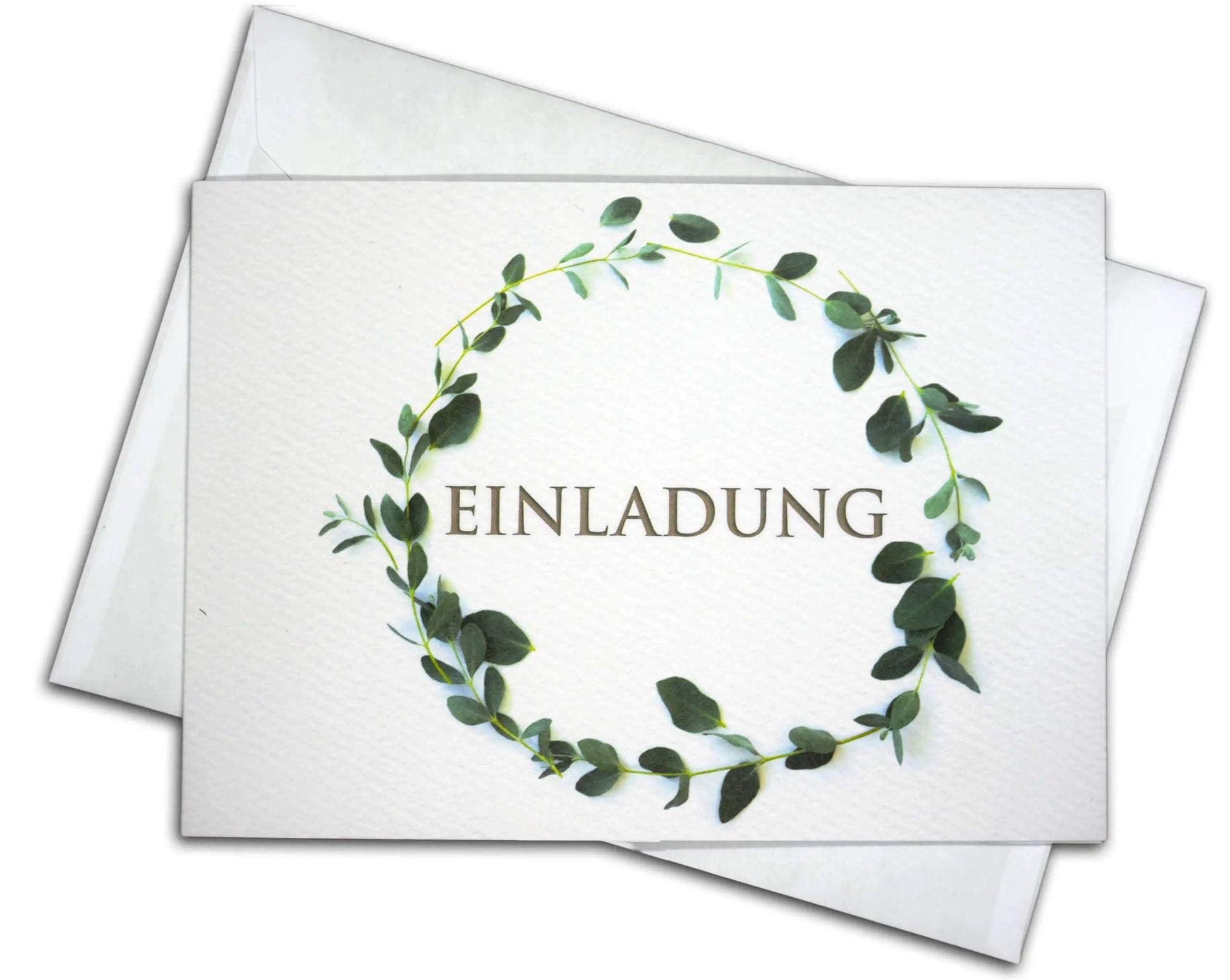 15 Einladungskarten & 15 Umschläge & 15 Sticker – Klappkarten SET "Eukalyptus" hoffnungsart